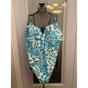 Women's Captiva Teal & White Floral One Piece Swimsuit XL